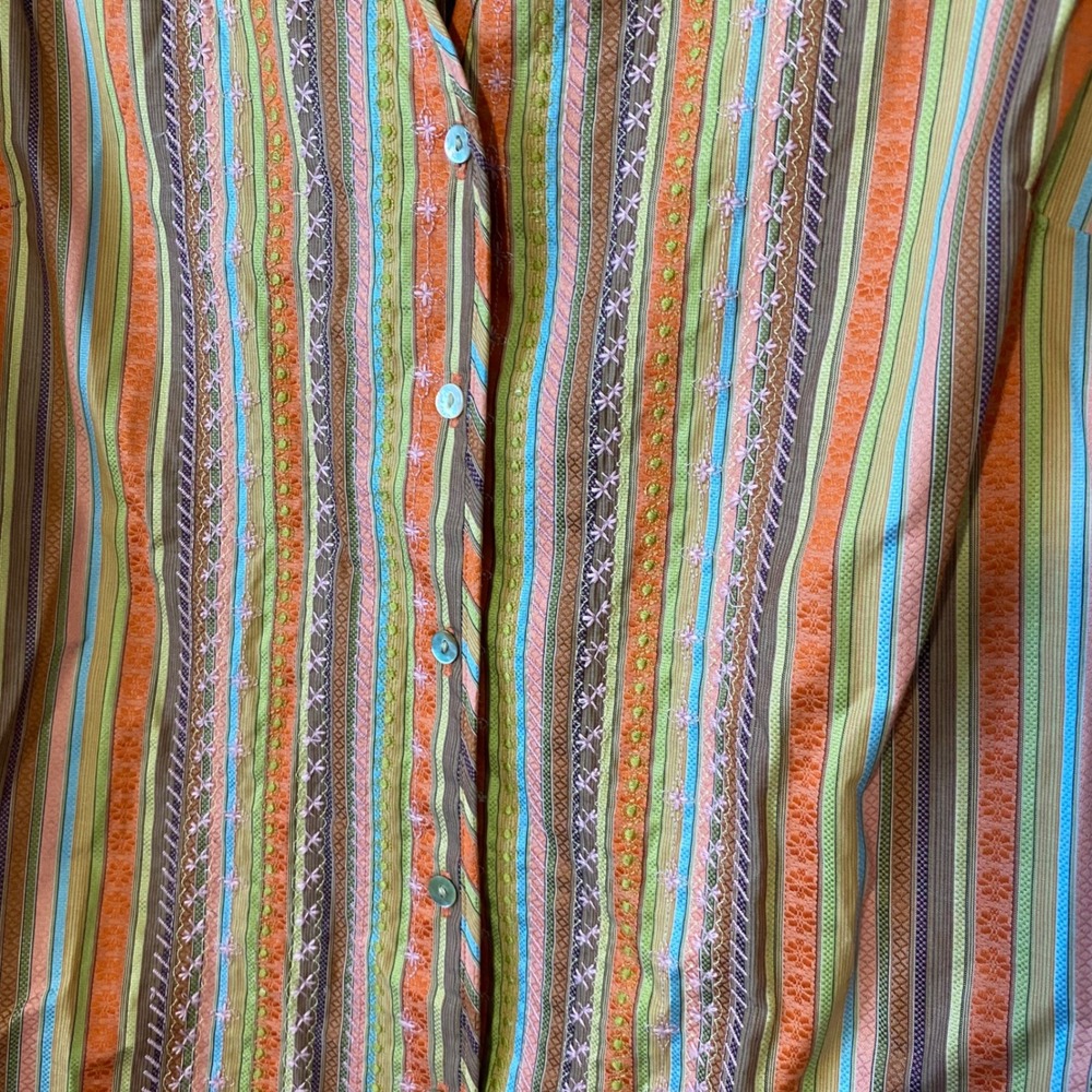 Robert Graham Women's‎ Button Up Long Sleeve Multicolor Striped Blouse Top - Picture 3 of 8